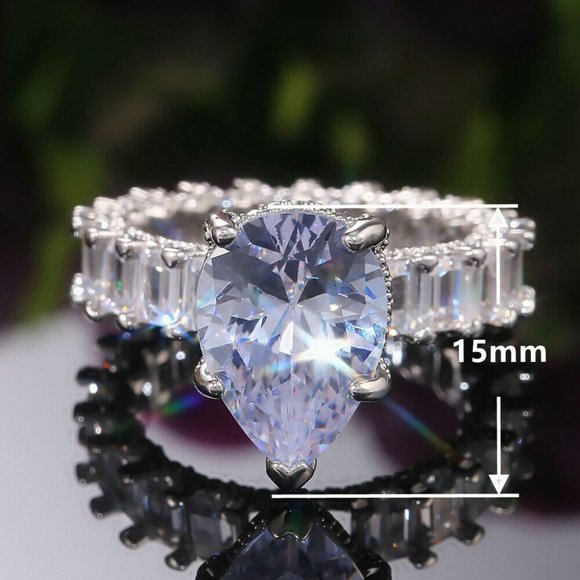 New Gorgeous 925 Silver Wedding Sahhpire Ring - Picture 3 of 8